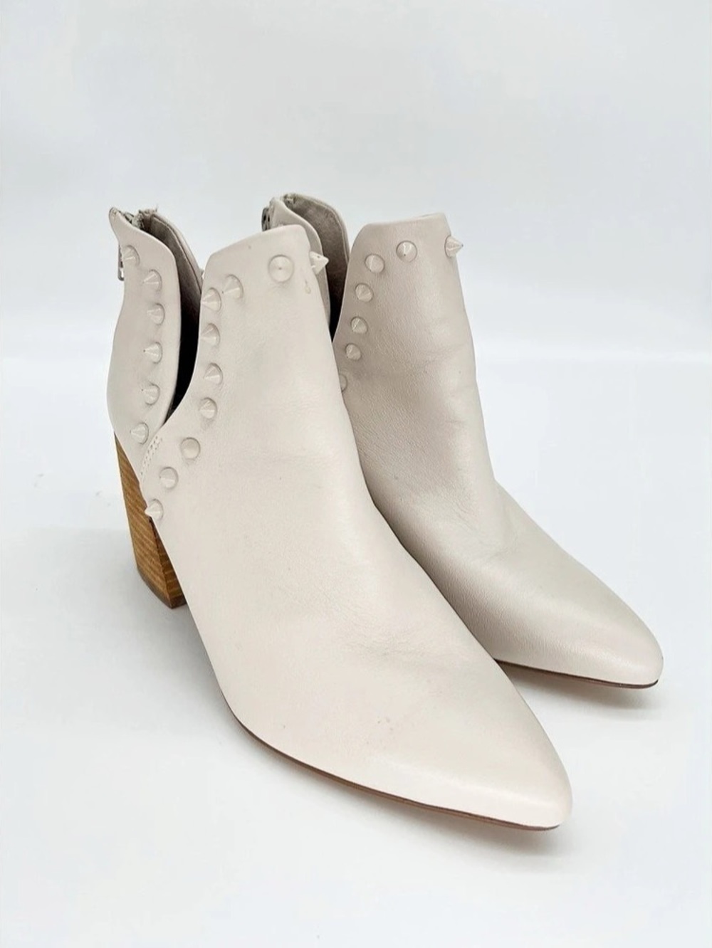 Steve Madden Studded Pointed Toe Booties in Bone Cream Color